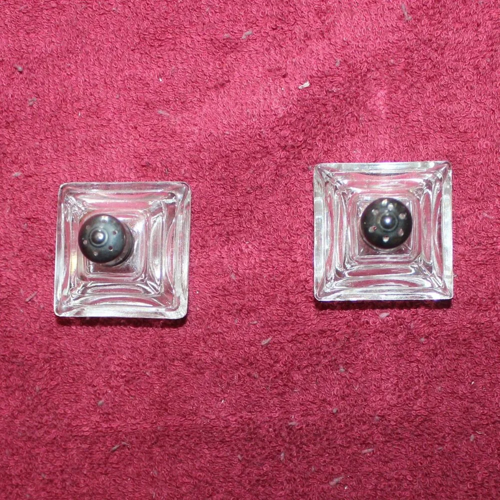 Vintage Pyramid Shaped Art Deco Glass Salt and Pepper Shakers